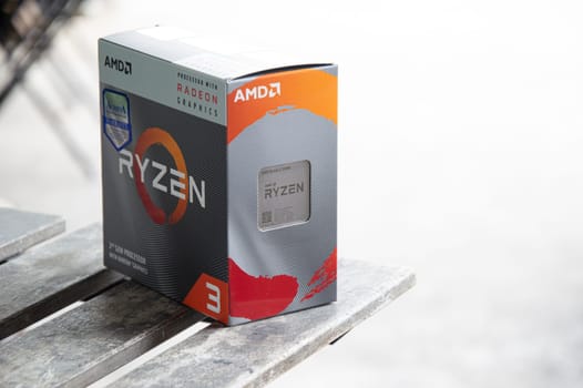 15-3-2023 Chon Buri, Thailand AMD CPU chips, rayzen 3 and 5 models are becoming popular with users.