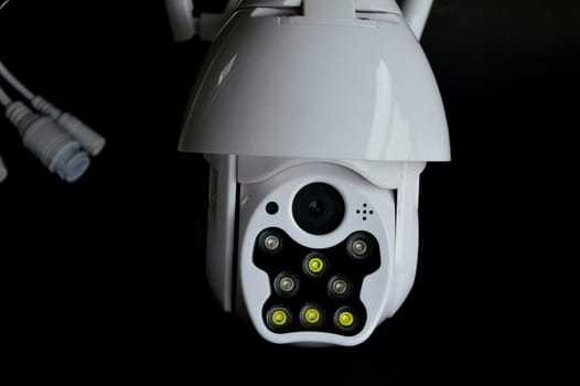 IP camera placed on black background