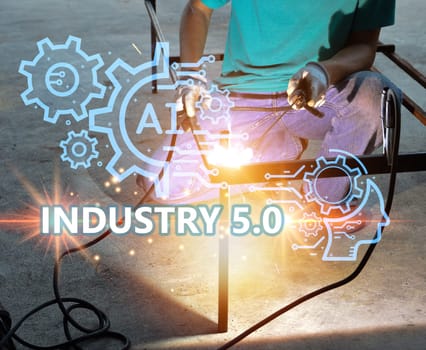 The concept of Industrial Revolution No. 5 is to improve the production process to be more efficient. By working together between humans, intelligent systems and robots.