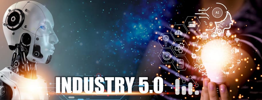 The concept of using artificial intelligence to control the system, industry using artificial intelligence,industry 5.0