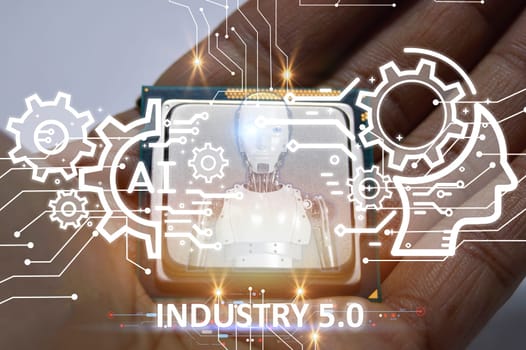 The concept of using artificial intelligence to control the system, industry using artificial intelligence,industry 5.0