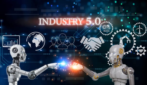 The concept of using artificial intelligence to control the system, industry using artificial intelligence,industry 5.0