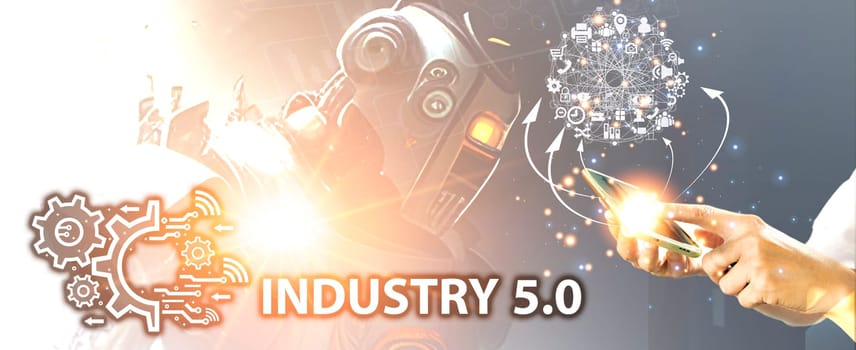 The concept of using artificial intelligence to control the system, industry using artificial intelligence,industry 5.0