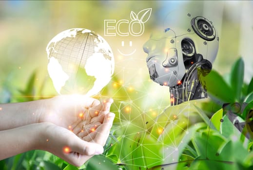 green earth concept reduce energy consumption Save energy and manage the system with AI.