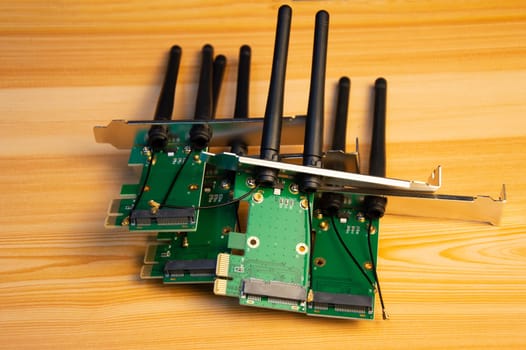 Wireless Card WiFi Mini PCI-E Express to PCI-E Adapter with 2 Antenna External for PC