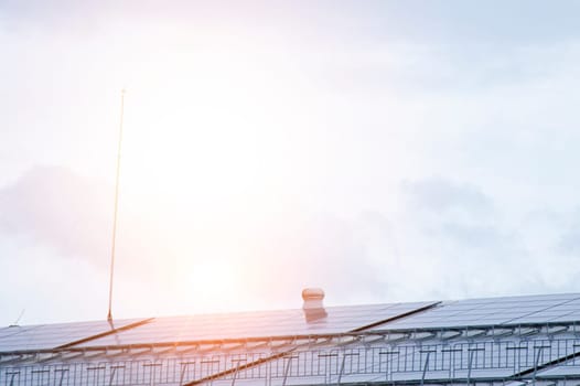 One roof with multiple solar panels installed