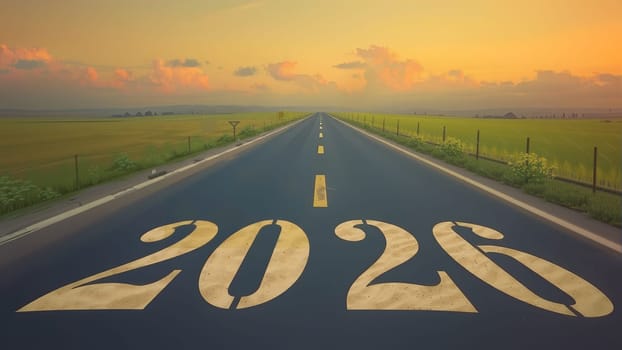 The New Year 2025 road leading to the future and new hope concept - AI generated