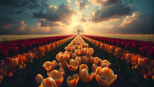 The Tulip flowers garden in spring background or pattern - AI generated