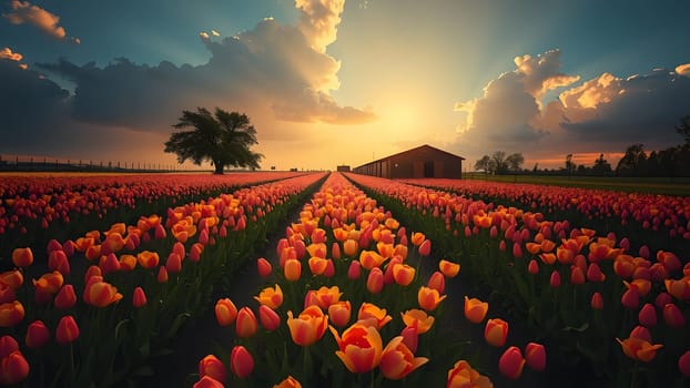 The Tulip flowers garden in spring background or pattern - AI generated
