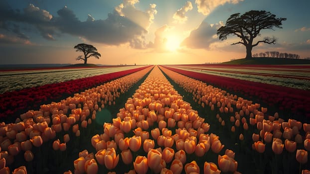 The Tulip flowers garden in spring background or pattern - AI generated