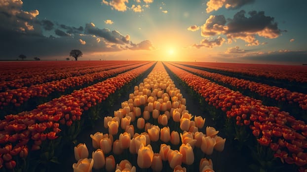 The Tulip flowers garden in spring background or pattern - AI generated