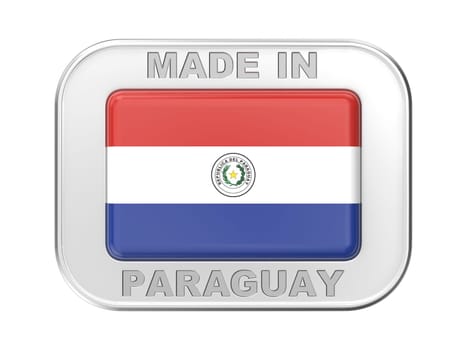 Made in Paraguay, silver badge with the flag of Paraguay