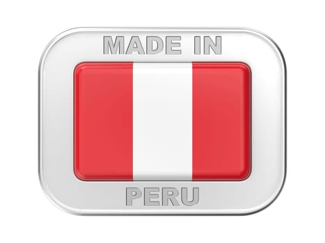 Made in Peru, silver badge with the flag of Peru