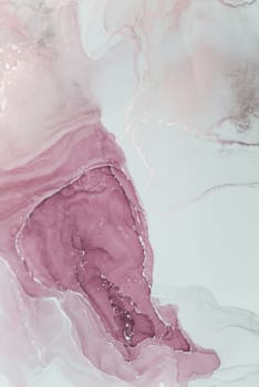 Abstract composition showcases flowing alcohol ink in gentle pink and white shades, creating a serene and calming visual experience. Ideal for modern decor and artistic inspiration.