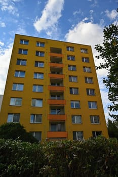 facade of a modern apartment building with windows and balconies. Czech Republic - Europe.
