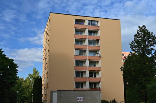 facade of a modern apartment building with windows and balconies. Czech Republic - Europe.