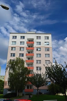 facade of a modern apartment building with windows and balconies. Czech Republic - Europe.