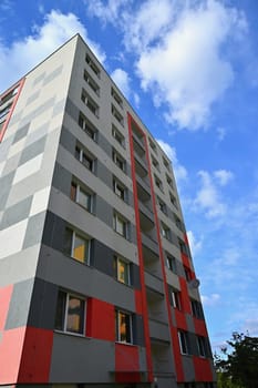 facade of a modern apartment building with windows and balconies. Czech Republic - Europe.