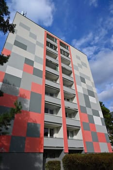 facade of a modern apartment building with windows and balconies. Czech Republic - Europe.