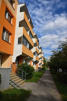 facade of a modern apartment building with windows and balconies. Czech Republic - Europe.