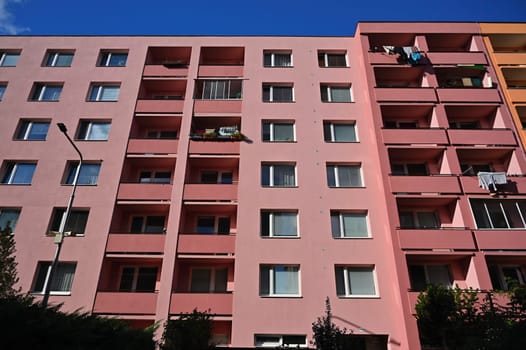 facade of a modern apartment building with windows and balconies. Czech Republic - Europe.