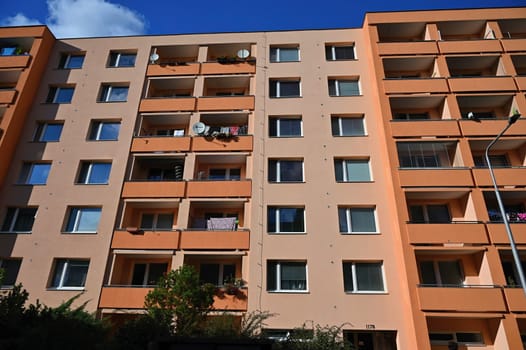 facade of a modern apartment building with windows and balconies. Czech Republic - Europe.