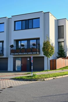 facade of a modern apartment building with windows and balconies. Czech Republic - Europe.