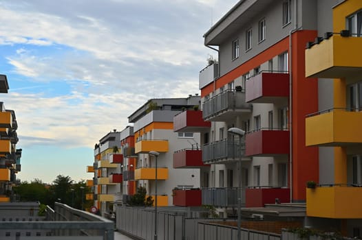 facade of a modern apartment building with windows and balconies. Czech Republic - Europe.