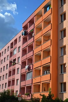 facade of a modern apartment building with windows and balconies. Czech Republic - Europe.