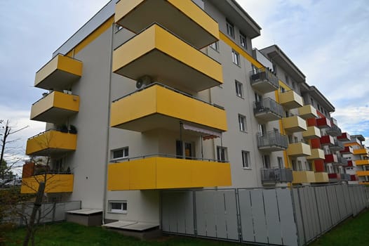 facade of a modern apartment building with windows and balconies. Czech Republic - Europe.