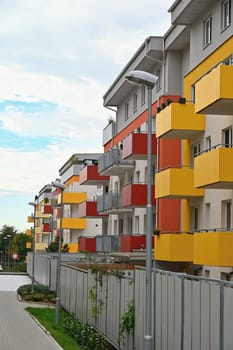 facade of a modern apartment building with windows and balconies. Czech Republic - Europe.