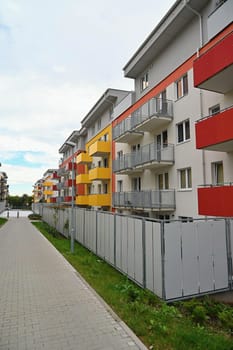 facade of a modern apartment building with windows and balconies. Czech Republic - Europe.