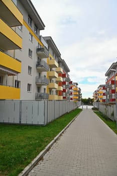 facade of a modern apartment building with windows and balconies. Czech Republic - Europe.