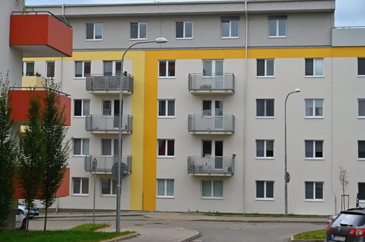 facade of a modern apartment building with windows and balconies. Czech Republic - Europe.