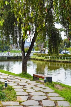 Da Lat city in the evening under sunset