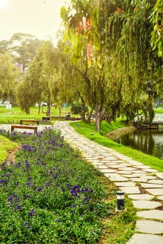 Da Lat city in the evening under sunset