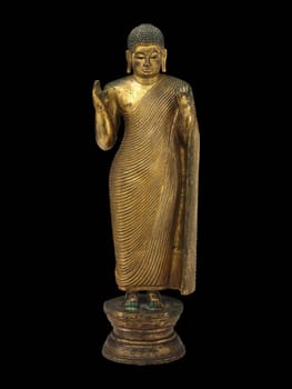 Ancient Buddha sculpture from mid-15th century Sri Lanka, offering spiritual protection and embodying peace and wisdom.