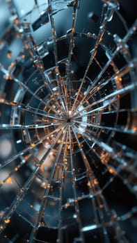 Close-up of cracks on broken glass