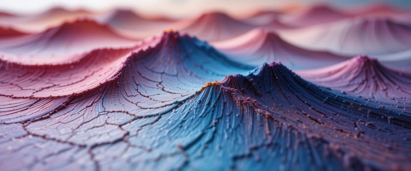 Abstract background of blue and pink oil paints close up