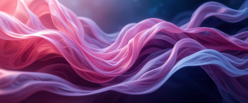 Abstract background of blue and pink flowing fabric