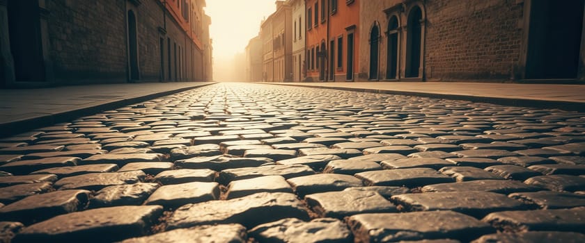 Old cobbled street in the old town, widescreen image