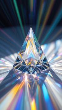 A shining pyromidal crystal close-up