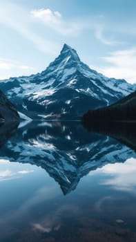 High mountain reflected in a calm lake