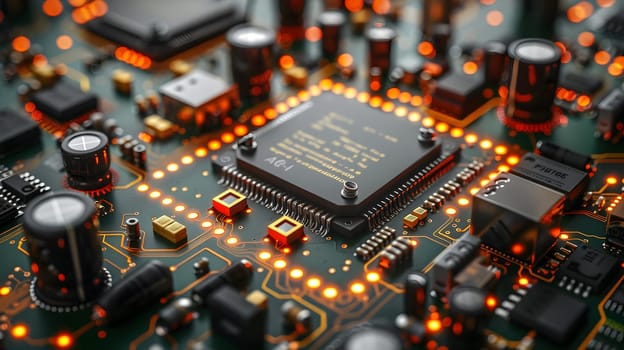 Exploring the Intricate Circuits: A Detailed Examination of Modern Electronic Components and Their Functionality in Advanced Systems, Revealing the Complex Interplay of Integrated Circuits, Resistors, Capacitors, and Other Essential Elements within a Circuit Board.
