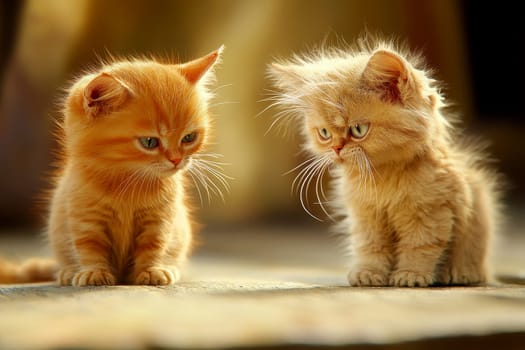 two kitten playing together as friends. generative ai.