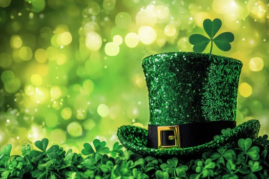 A Happy St Patrick's day leprechaun decorated with lush green shamrocks. High quality illustration