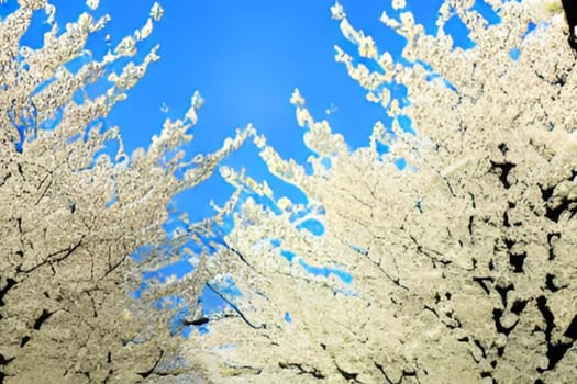 spring, white flowering trees nature park forest plants flora alt generate ai. High quality illustration