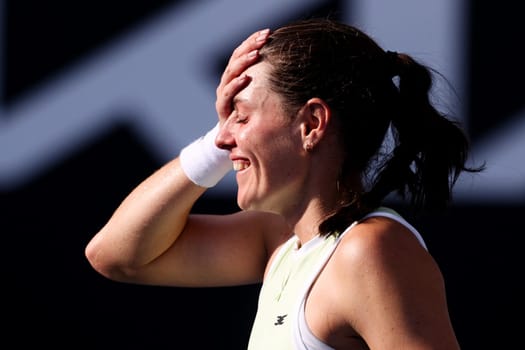 MELBOURNE, AUSTRALIA - JANUARY 09: Kimberly Birrell of Australia celebrates beating Oksana Selekhmeteva of Russia in final qualifying for the 2025 Australian Open at Melbourne Park on January 9, 2025 in Melbourne, Australia.