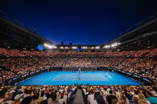 MELBOURNE, AUSTRALIA - JANUARY 18: Rod Laver Arena stadium atmosphere as Jannik Sinner of Italy plays Marcos Giron of USA on day seven of the 2025 Australian Open at Melbourne Park on January 18, 2025 in Melbourne, Australia.