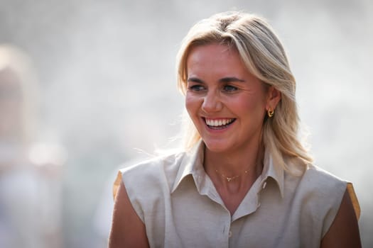 MELBOURNE, AUSTRALIA - JANUARY 09: Olympic swimmer Ariarne Titmus models ahead of the 2025 Australian Open at Melbourne Park on January 9, 2025 in Melbourne, Australia.